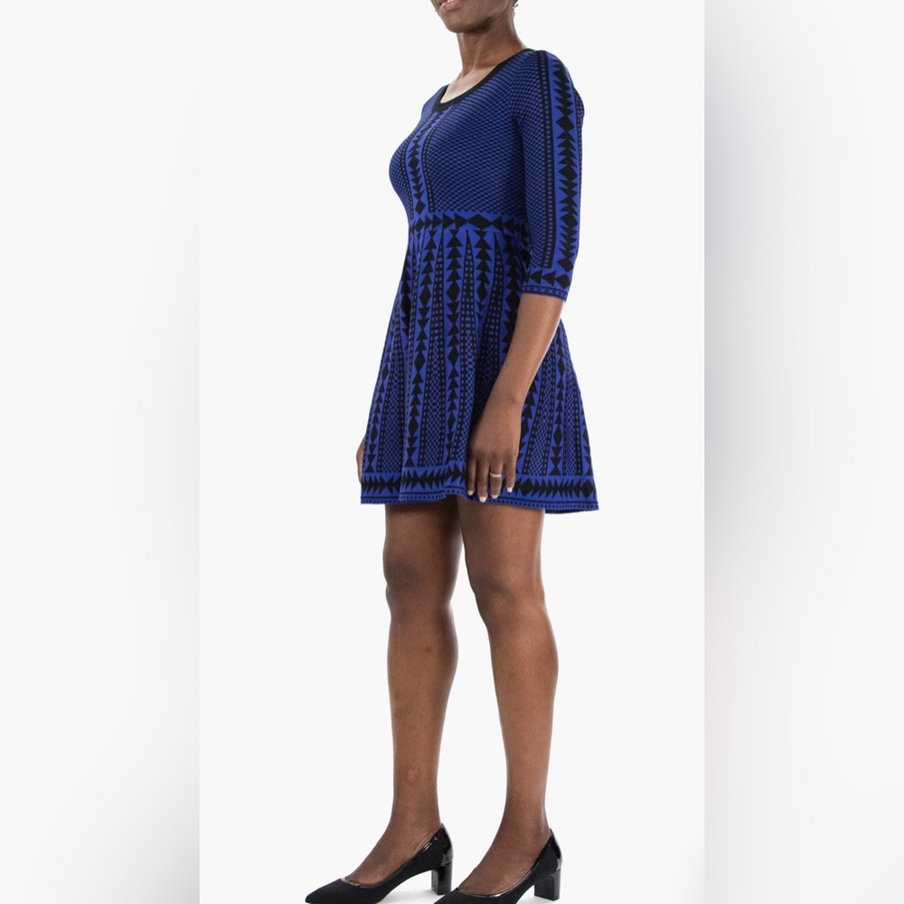 Nina Leonard Geometric Print Sweater Dress